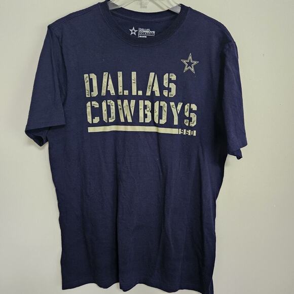 Navy Dallas Cowboys Authentic 100% Cotton T-Shirt Size L - Picture 1 of 5